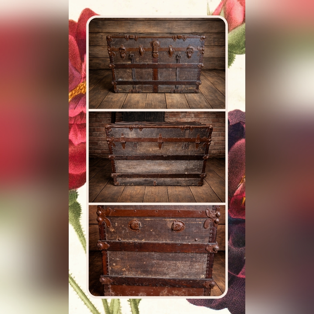 Antique Wooden Trunk w